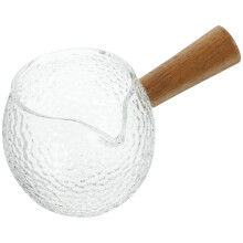 5Pcs Wooden Handle Glass Creamer Pitcher Cup Set