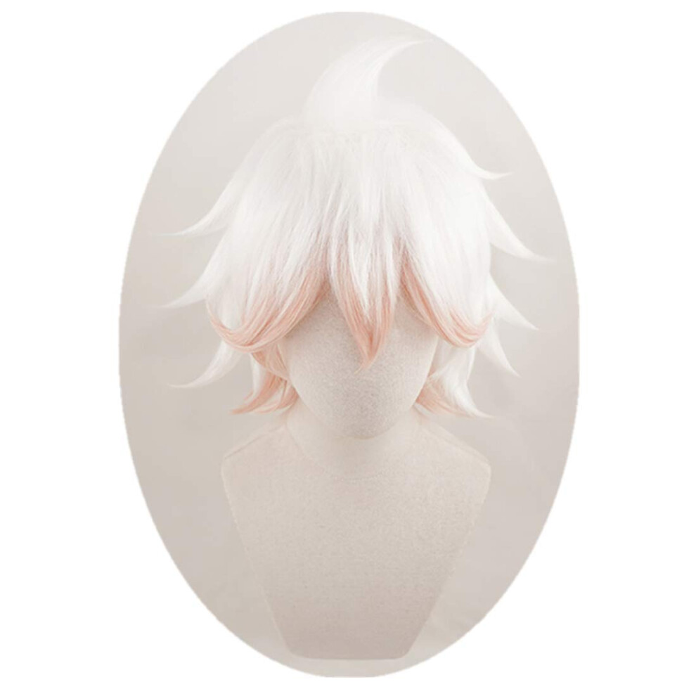 Unisex White,Orange Anime Cosplay Wig Short White Orange Heat Resistant Synthetic Fiber With Wig Net For Halloween