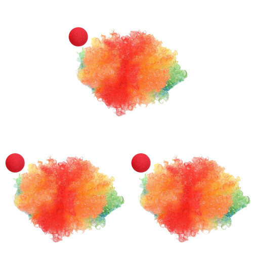 3Pcs Explosion Head Wig Cosplay Fluffy Clown Wig With Kit 2
