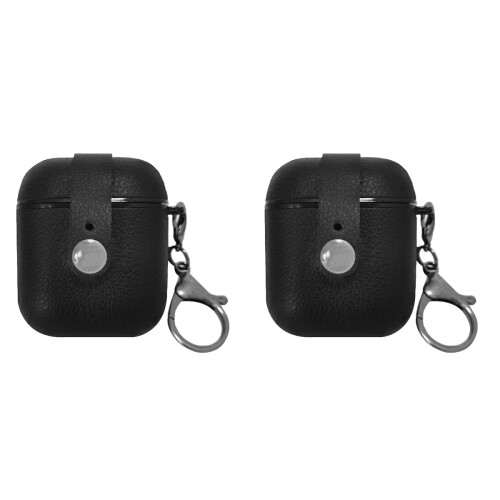 2Pcs Compact Black PU Earphone Protector Impact Resistant Sleeve 1