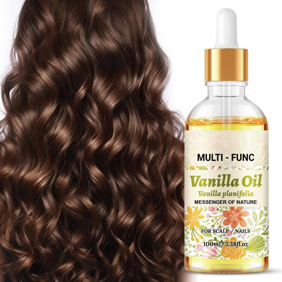 Vanilla Hair Oil Organic Hair Growth Serum for Deep Hydration, Frizz Control and Scalp Nourishment 100ml