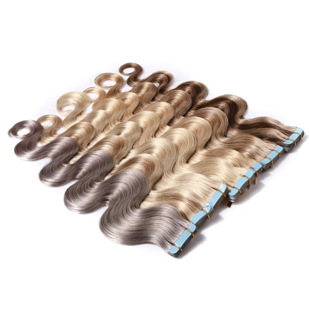 Unisex Tape In Human Hair Extensions Seamless Natural Blend For Instant Length And Volume
