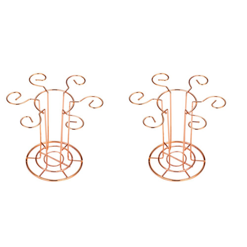 2Pcs Upside-Down Goblet Stand Golden Iron Wine Glass Display Rack 2