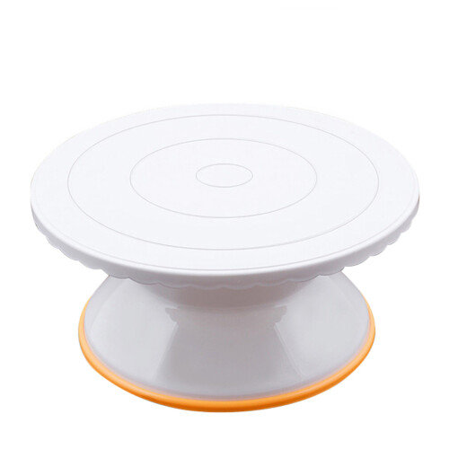 2 Pcs Plastic Rotating Cake Turntable Platform White 1