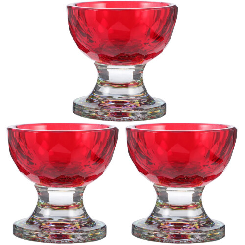3Pcs Red Clear Bowls for Home Temple Floating Tea Lights 1
