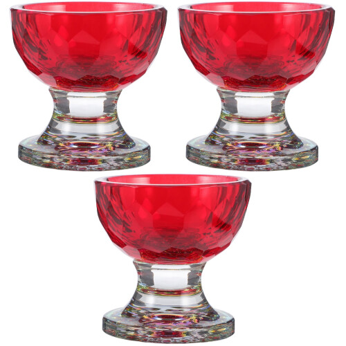 3Pcs Red Clear Bowls for Home Temple Floating Tea Lights 2