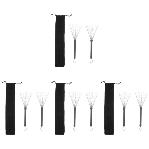 4 Sets Portable Drum Stick Wire Brush With Bag 1