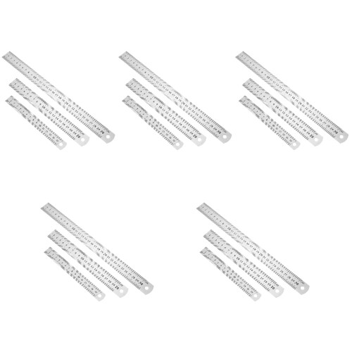 15 Pcs Steel Ruler Office Multi-Purpose Ruler Art 2