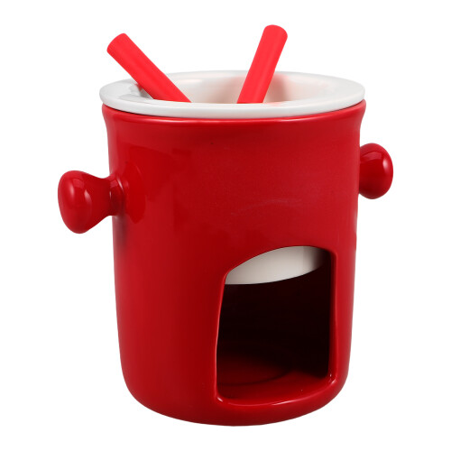 Ceramic Ice Cream And Chocolate Fondue Pot Set With Fork