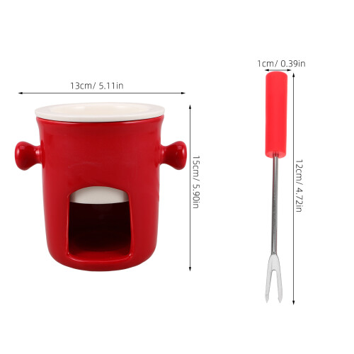 Ceramic Ice Cream And Chocolate Fondue Pot Set With Fork 1