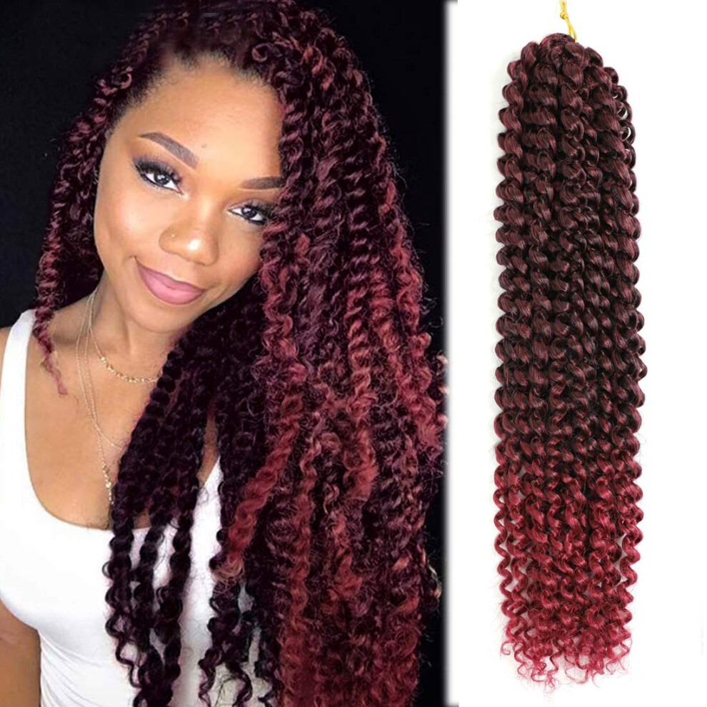 Unisex Passion Twist Hair 18 Inch Ombre 6 Packs Pretwisted Crochet Braids Extensions Lightweight Tangle Resistant