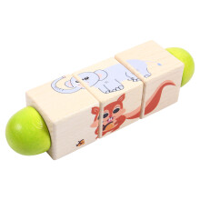 1Pc Wooden Rotating Puzzle Blocks Educational Toy Beige for Kids Play