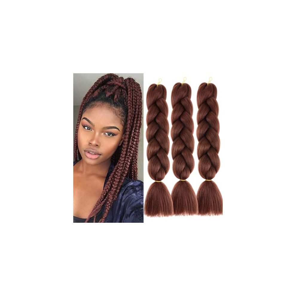 Unisex Black Jumbo Braiding Hair Extensions 24 Inch Ombre Prestretched Crochet Braids With Hook For Women