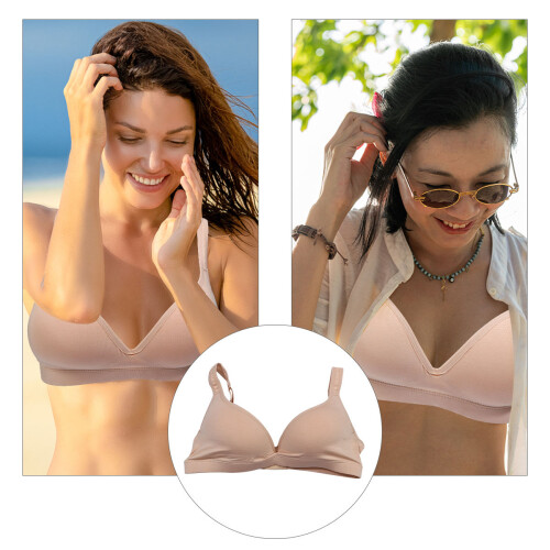 6Pcs Comfortable No Bras Beige Modal Adjustable Underwear 1