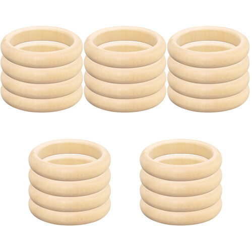 20 Pcs Diy Wood Bangles Smooth Unfinished Bracelets Circles 2