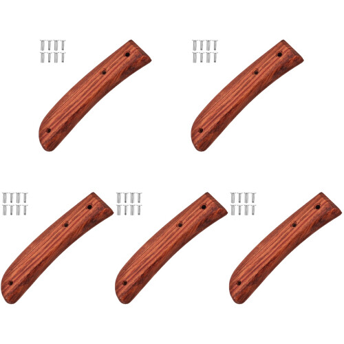 5Pcs Kitchen Cutter Handle Wooden Grip Brown 2