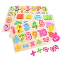 6 Pcs Wooden Alphabet Number Shape Puzzle For Toddlers Kids