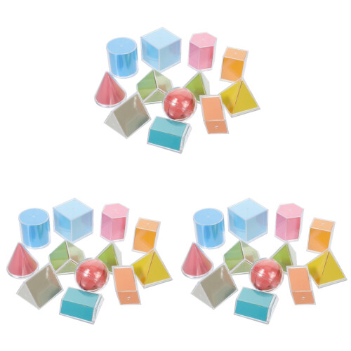 3Sets Assorted Color 3D Shapes Manipulative Blocks for Child Education 2