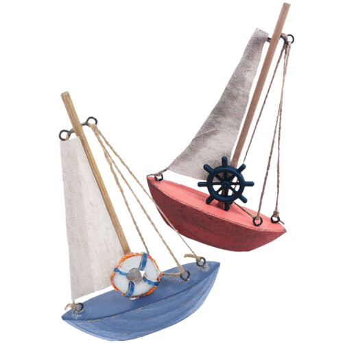 8 Pcs Miniature Sailboat Models Mediterranean Desktop Decor 1