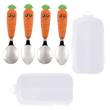 Stainless Steel Fun Baby Silverware, Attractive Design Travel Cutlery Set Ergonomic Handle Toddler Utensils Perfect For Learning To Eat Independently,