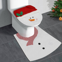 Set di 2 copriwater natalizi FloHua con tappetino per pavimento con Babbo Natale e pupazzo di neve, compatibile con le decorazioni natalizie del