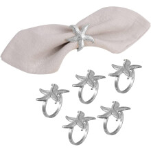 Conjunto de 6 Porta-Guardanapos de Cristal em Formato de Estrela-do-Mar, com Strass, para Decoração de Mesas em Festas de Casamento com Tema