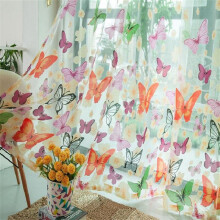 Tenda trasparente con foglie, drappeggio in voile, mantovana, 1 pannello, tessuto in offerta
