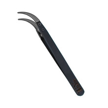1 pinzetta in ceramica curva, antistatica, anticorrosione, antimagnetica, altamente resistente al calore fino a 3000F (nera)