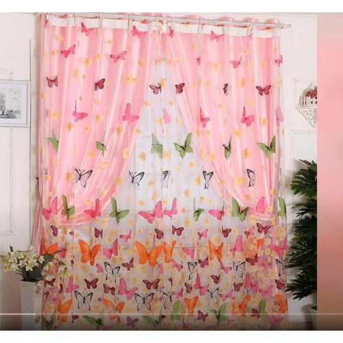 Blader Transparent Gardin med Voile-kant, 1-Panel Stoff Salg 2