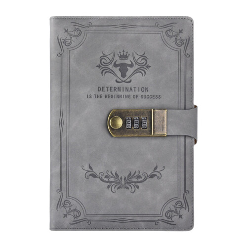 Quaderno con lucchetto a combinazione, formato A5PU in pelle, per studenti e ufficio.