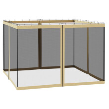 Tela de malha universal de reposição para paredes laterais de gazebos e tendas de pátio, 3m x 3m, com zíperes, bege.