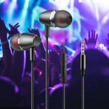 Bedrade oordopjes met microfoon en volumeregeling, ergonomische in-ear hoofdtelefoon met ruisonderdrukking en 3,5 mm jack-aansluiting.