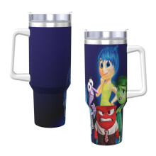 Inside Out40Oz Tumbler med håndtak og sugerørLekkasjesikkert isolert tumbler med lokk og sugerør laget av rustfritt stålKoppholdervennlig base