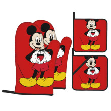 Lámhainní Oighinn agus Sealbhóirí Pota Mickey Mouse gleoite Tacar 4 phíosa Lámhainní Oighinn agus Sealbhóir Pota Cartúin Oiriúnach do