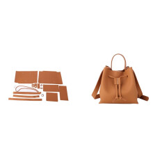DIY Leather Bag Kit with PreCut PU Leather, Handmade Bucket Shoulder Bag Sewing Set for Beginners (Brown)