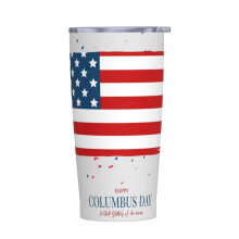 Happy Columbus Day Rustfritt stål Tumbler med lokk 20oz Reisekrus Bærbar Termokopp