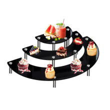 Alzata per esposizione di antipasti e dessert a semicerchio in acrilico, supporto a 3 livelli a mezzaluna in acrilico per cupcake e dessert, ideale