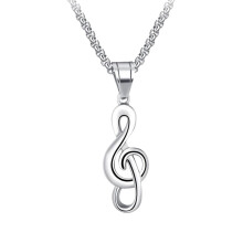 1 stuk creatieve ketting met muzieksymbool, titanium stalen herenketting (hanger + ketting)