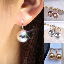 Hesroicy1 paio di orecchini a cerchio vintage a forma di sfera, orecchini pendenti lisci e rotondi con lucentezza brillante, gioiello regalo per