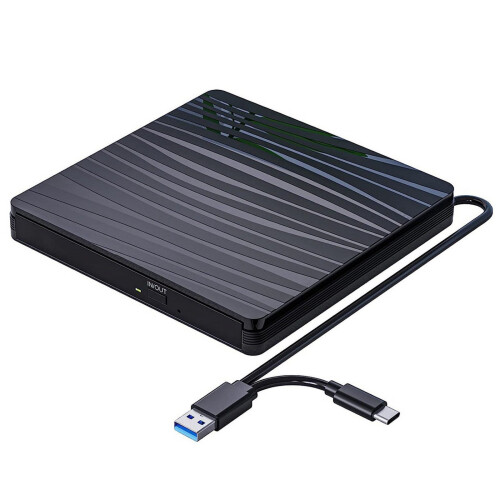 Εξωτερική μονάδα CD/DVD για φορητό υπολογιστή, USB3.0 & Type-C Φορητή μονάδα εγγραφής CD DVD