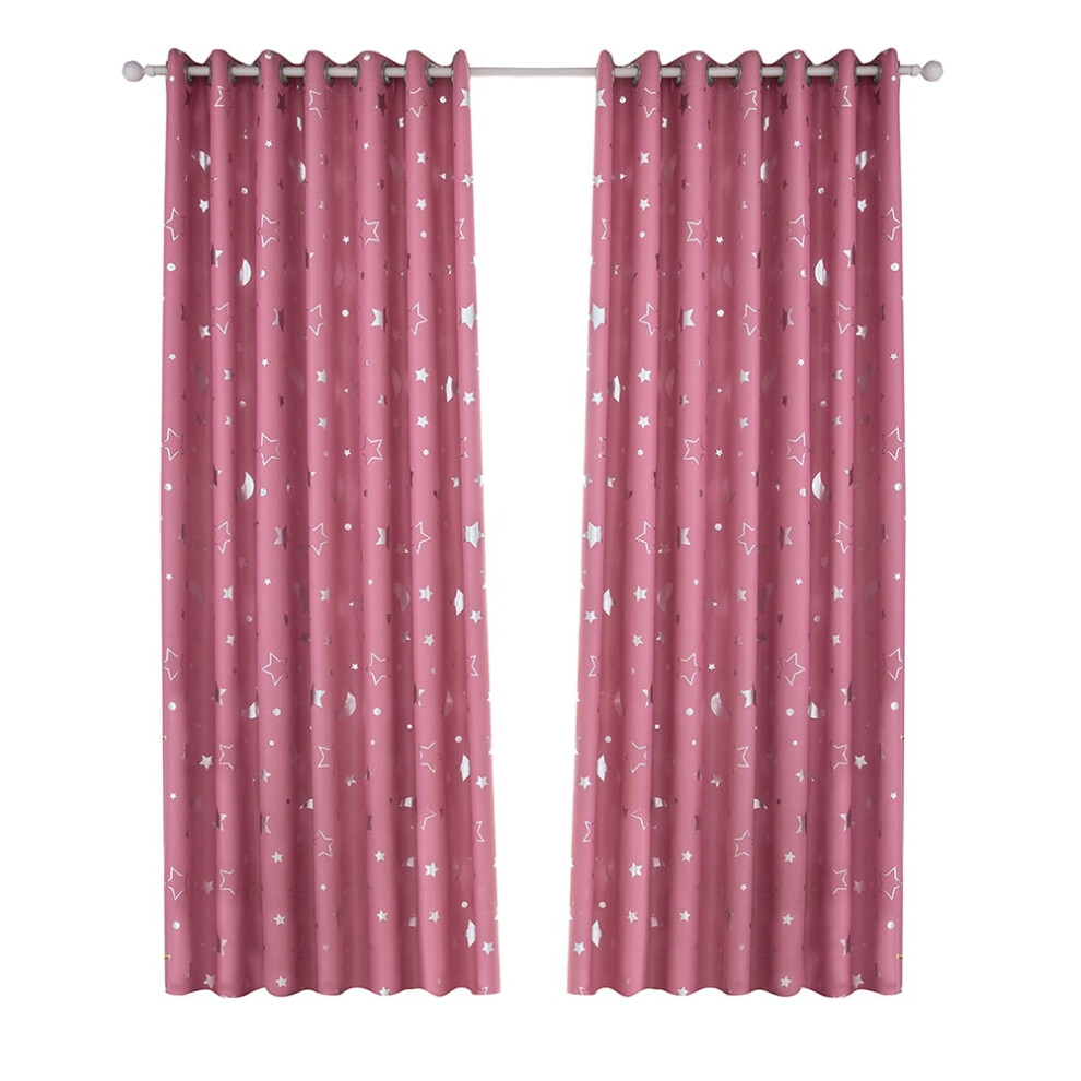 Silver Stars Moon Curtain Decor Transparent Window Shades Blackout Curtains Child