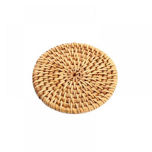 Tapete de mesa/copo redondo Prettyui em rattan natural, feito à mão e com isolamento térmico - 1 peça