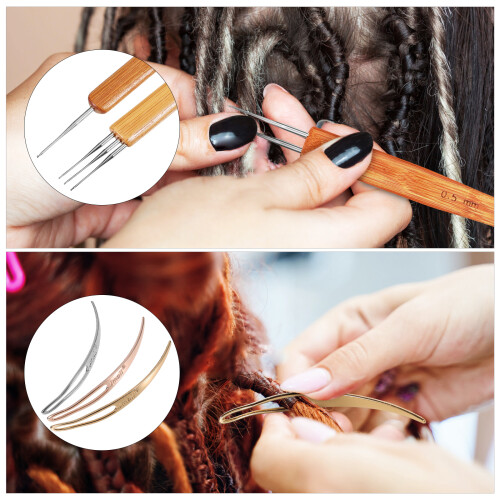 Σετ βελόνων πλεξίματος Eease Dreadlocks - Εργαλείο αλληλοσύνδεσης με ξύλινη λαβή 1