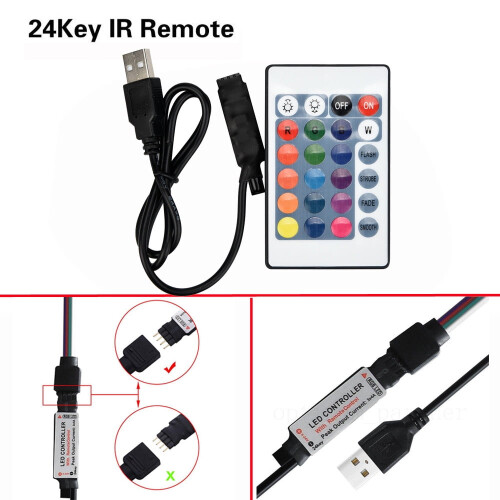 VOSS USB Strip5050RGB RF DC12V Controller24IR LED Key Lamp Remote3528LED Light
