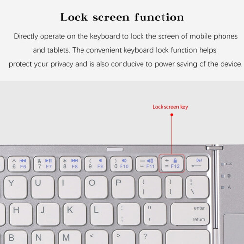 jixopn Πτυσσόμενο πληκτρολόγιο με touchpad Φορητό πληκτρολόγιο Ελαφρύ, ανθεκτικό στη 1