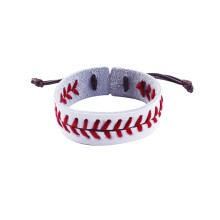 Leathers Baseball Bracelets By Athletes Bangle Wristband Hand Stitched Leather Softball Sports Band Bracelet