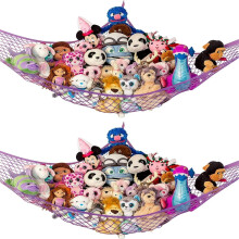 SUGARMOM Lilly‘s Love Stuffed Animal Toy Organizer Net Nursery Storage Solutions Pink 2pack 47” x 47” x 67