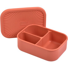 Bento Box Lunch Box Wielorazowy silikonowy pojemnik na lunch Szczelny z 3 przegrodami (terakotowy)