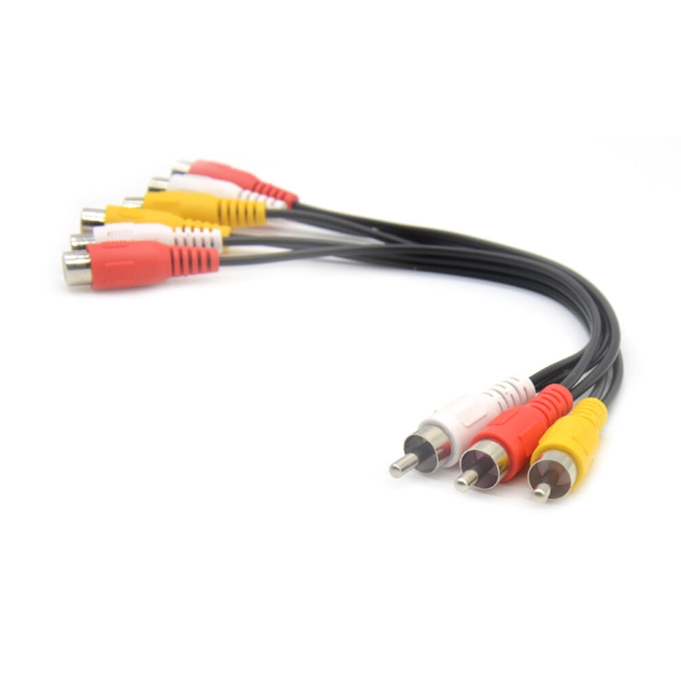 Susuchens 1Pc 3 Rca Male To 6 Rca Female Splitter Cord Dvd Av Audio Video Adapter Cable 9164030879058