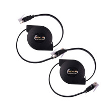 REXUS2-pack utdragbar Cat6 platt Ethernet-nätverkskabel 90 cm, 10 Gigabit höghastighets-LAN-kablar internetpatchkabel
